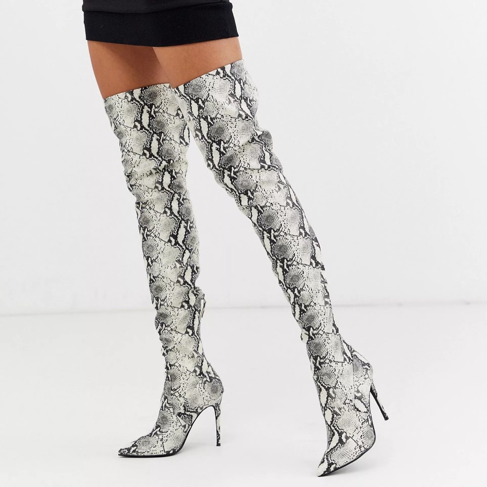 Steve Madden Domain Thigh High Python Stiletto Boots